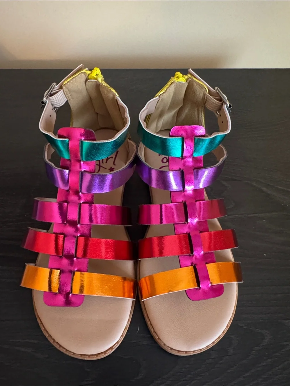 Olivia Miller Metallic Pink Purple Teal Orange Girls Strappy Sandals